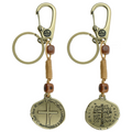 Chaveiro Medalha das Duas Cruzes Contas Quadrada