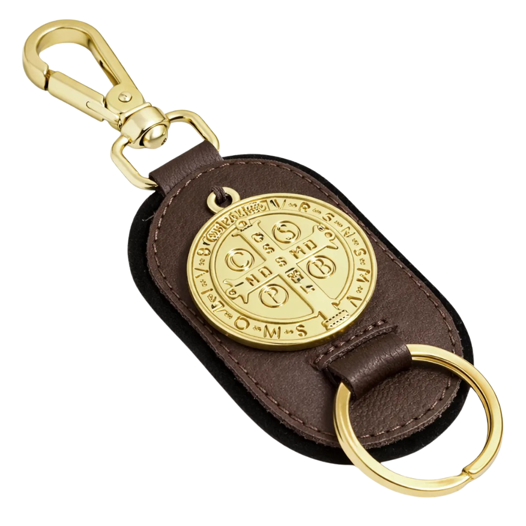 Chaveiro Couro São Bento Dourado