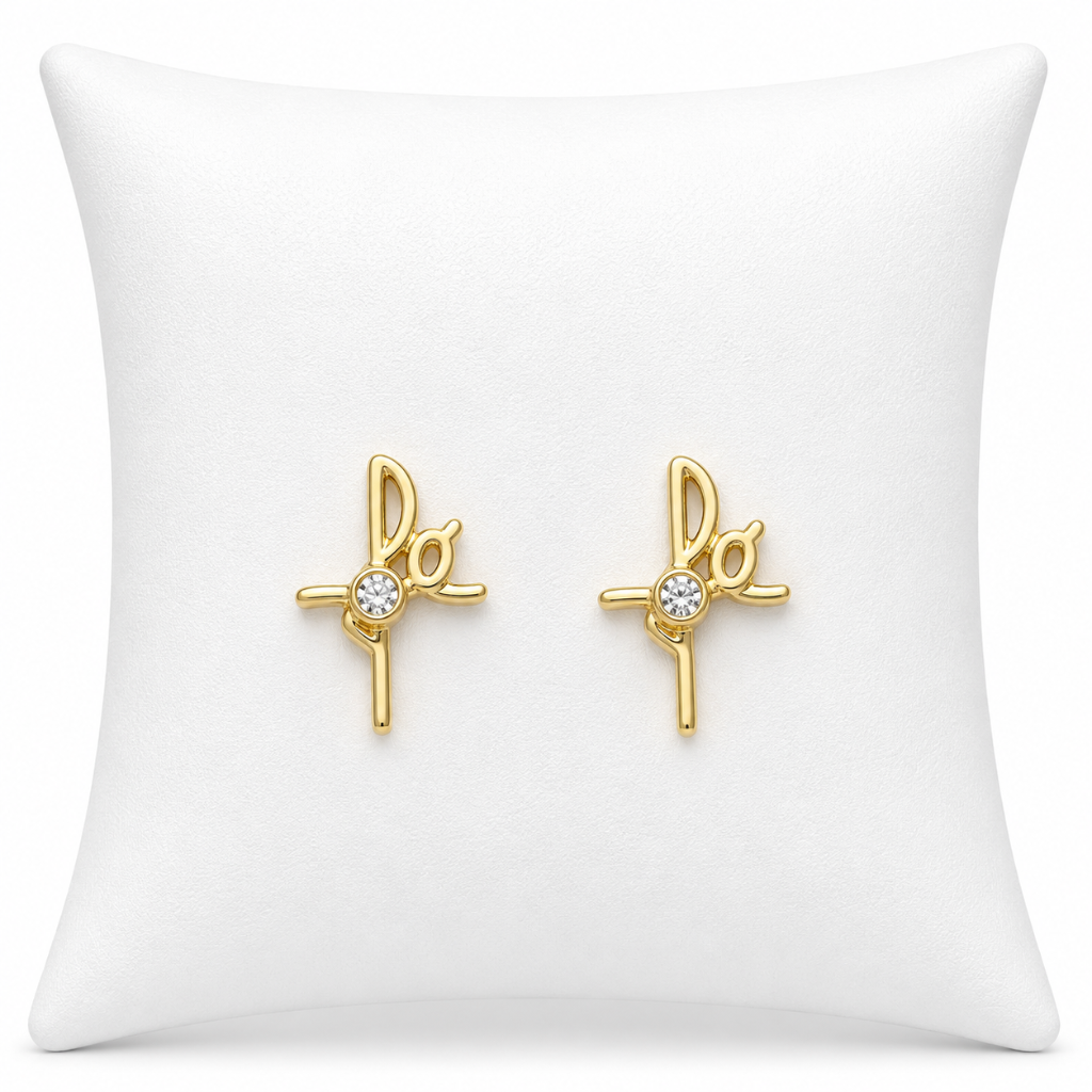 Brinco Fé Dourado com Strass