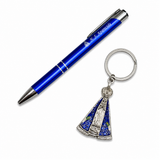 Kit Chaveiro e Caneta Nossa Senhora Aparecida Azul