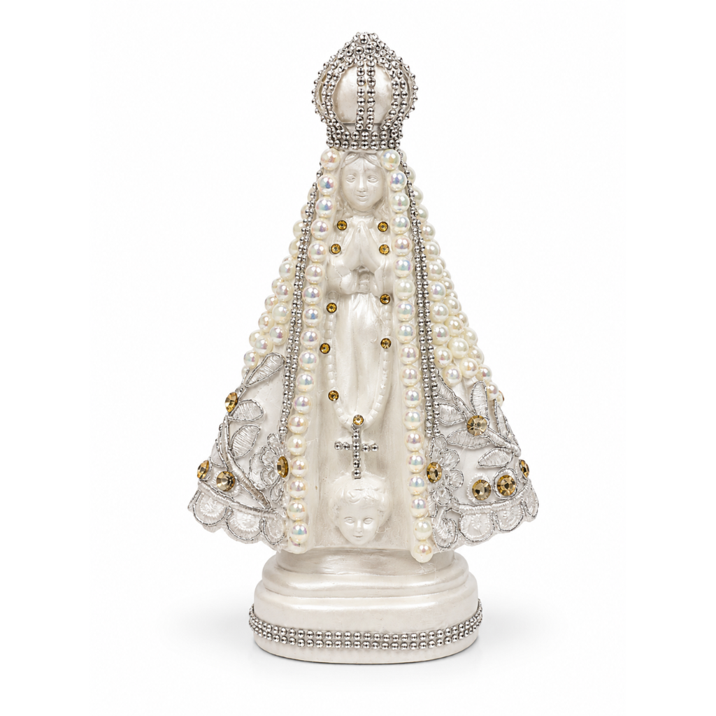 Nossa Senhora Aparecida Perolada Branca 20 cm