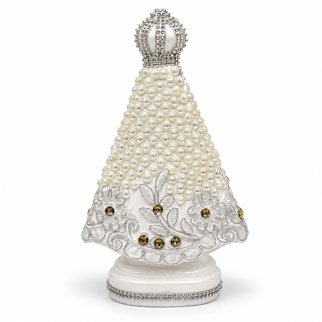 Nossa Senhora Aparecida Perolada Branca 20 cm