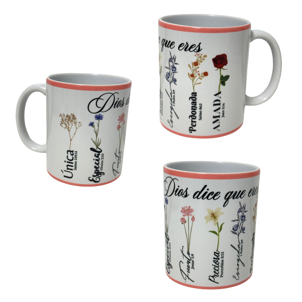 Taza “Dios dice que eres…”