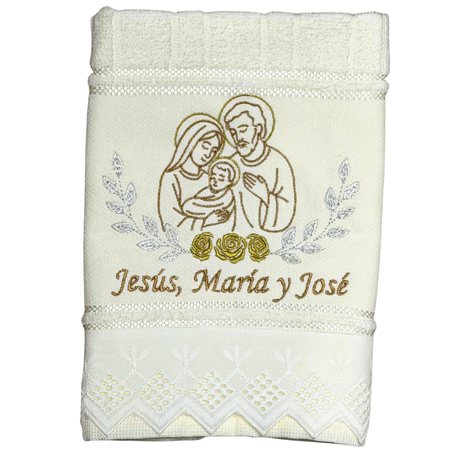 Toalha de Lavabo - Jesus, Maria e Jose