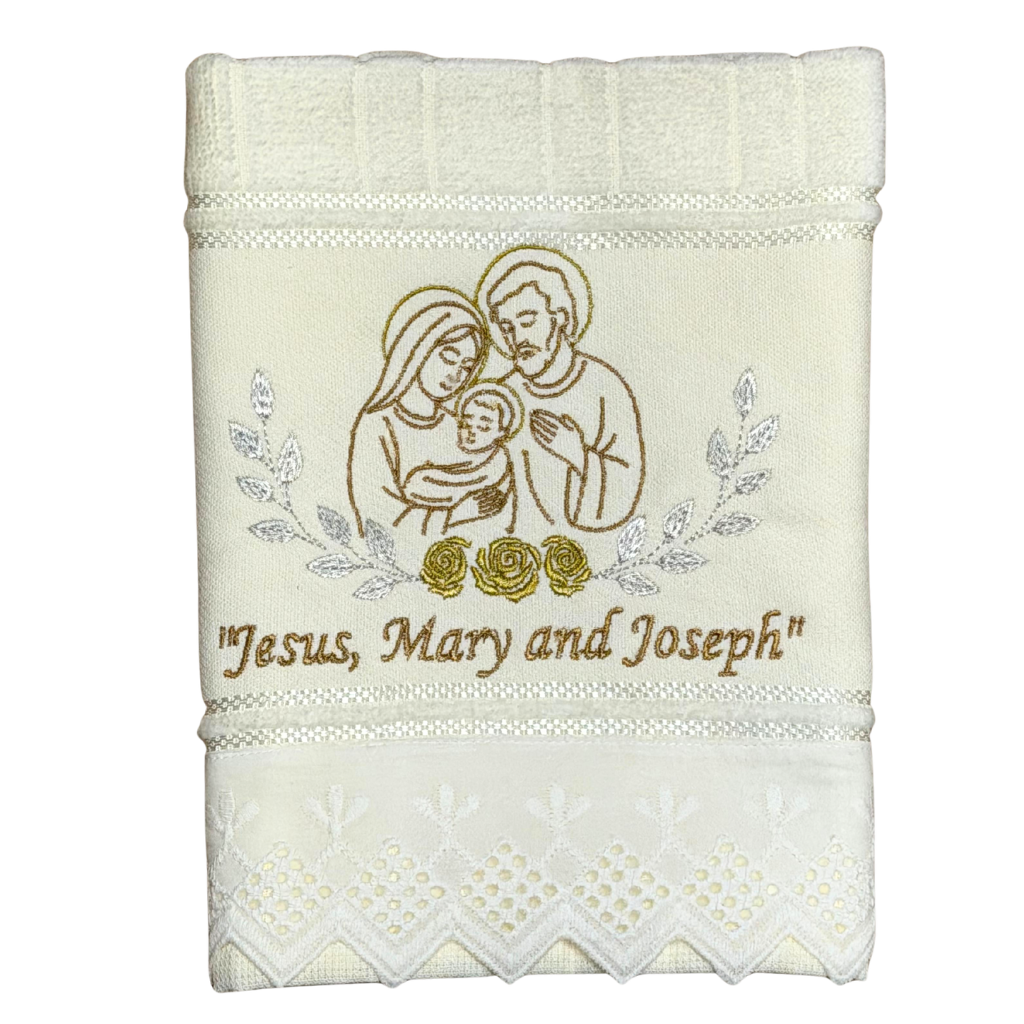 Toalha de Lavabo - Jesus, Maria e Jose