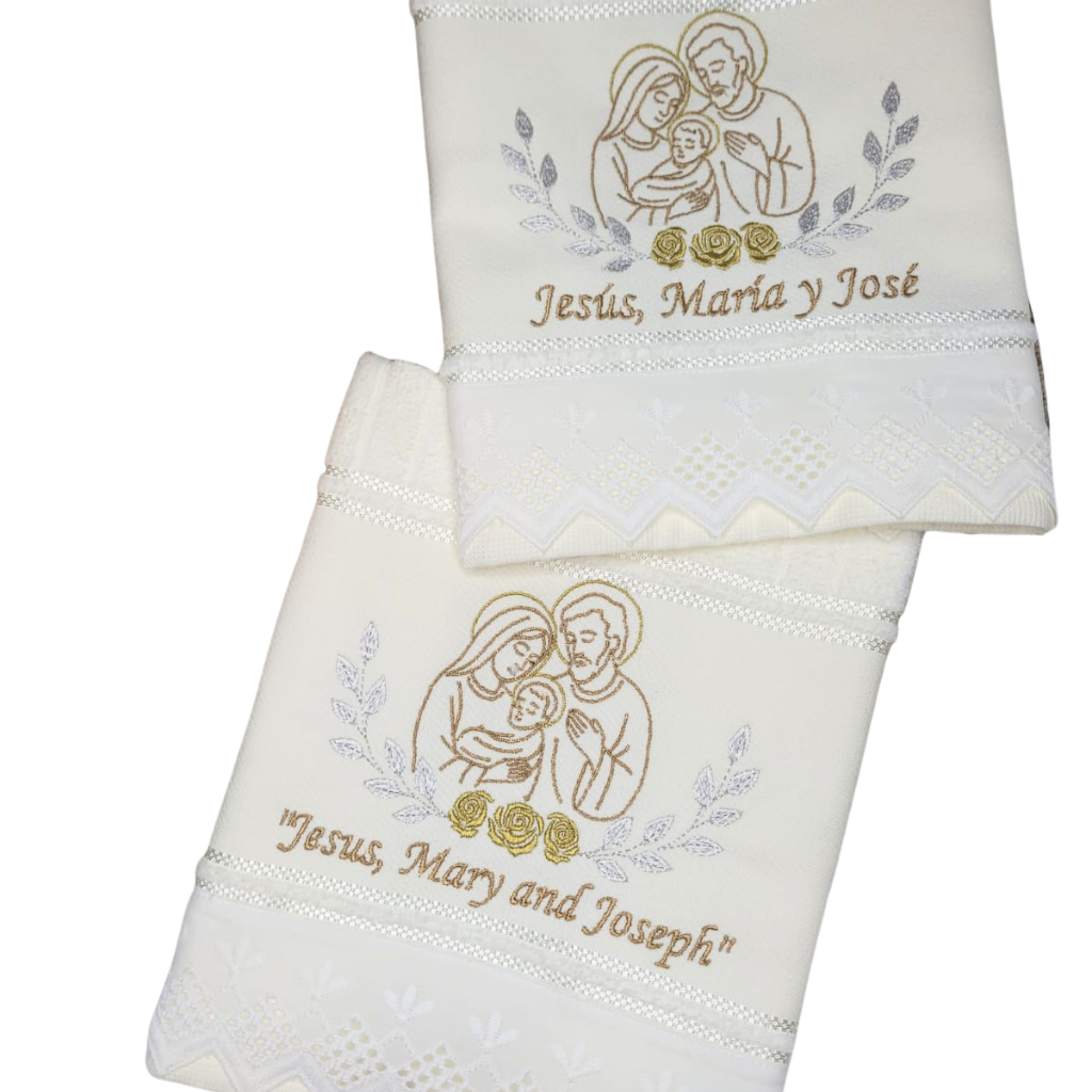 Toalha de Lavabo - Jesus, Maria e Jose