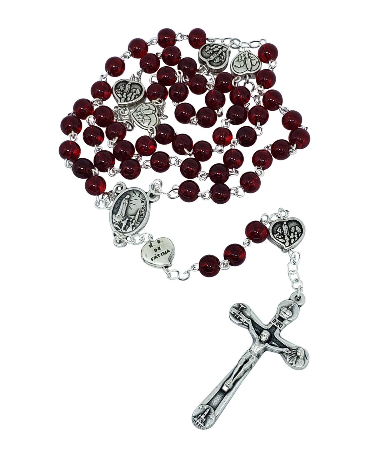 Terço De Murano Vermelho N. Sra. De Fátima