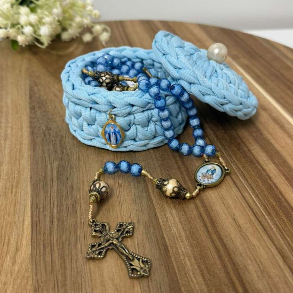 Rosary Holder - Our Lady of Graces (Blue) - Crochet