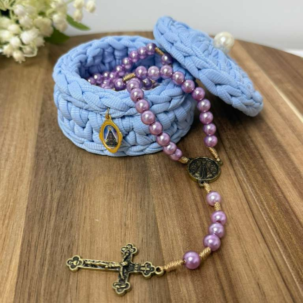 Rosary Holder – Our Lady of Aparecida (Blue) - Crochet