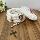 Porta-Terço – La Salette (Branco) - Crochê