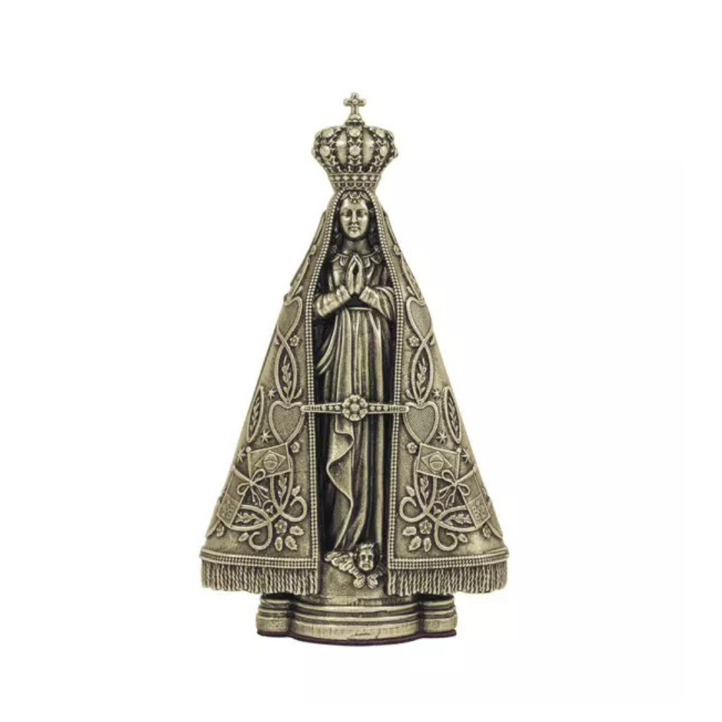 Imagem Nossa Senhora Aparecida em Metal Ouro Velho 12cm