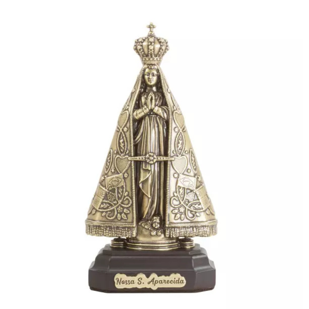 Imagem Nossa Senhora Aparecida em Metal Ouro Velho 14cm