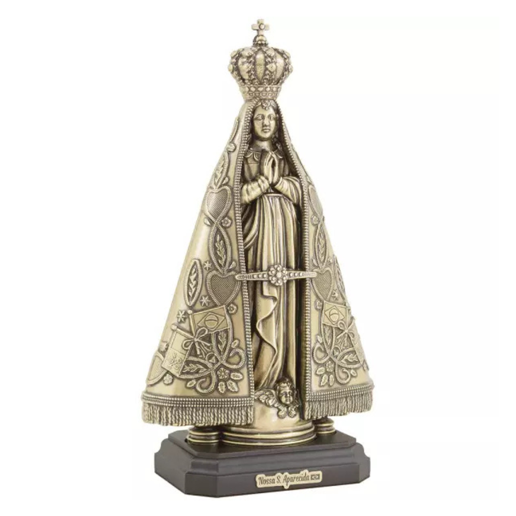 Imagem Nossa Senhora Aparecida em Metal Ouro Velho 23cm