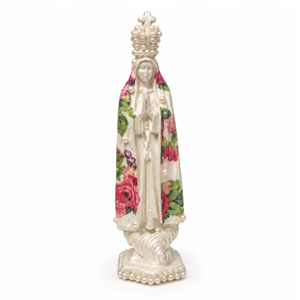 Imagem Nossa Senhora de Fátima Floral com Pérolas 19 cm