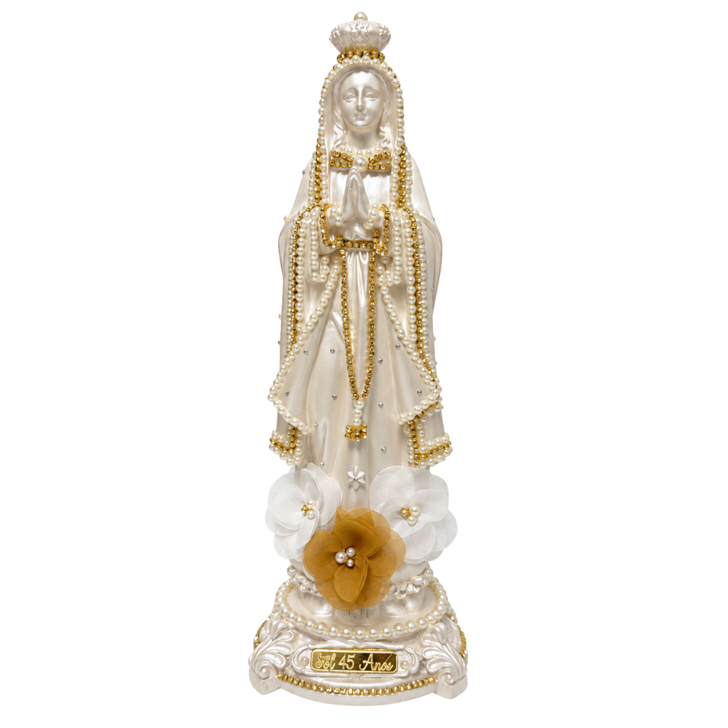 Imagem Nossa Senhora de Fátima Pérola com Flores