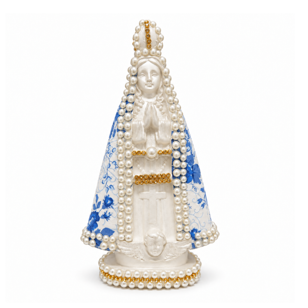 Imagem N. Sra. Aparecida Floral Azul - 20 cm