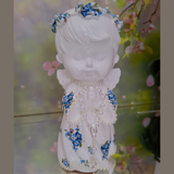 Little Angel with Rosary - Blue Flowers