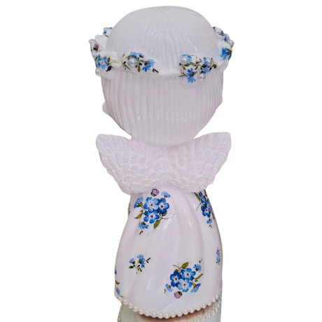 Angelito con rosario - Flores azules