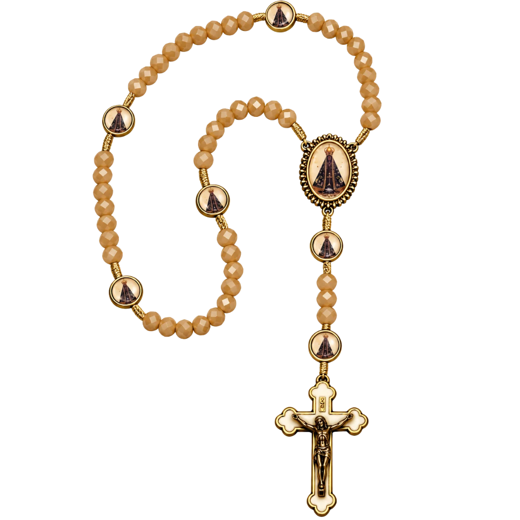 Terço de Nossa Senhora Aparecida - Bege Irisado