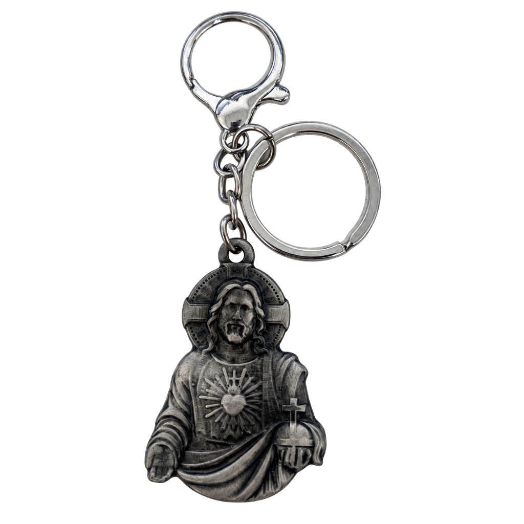 Chaveiro Sagrado Coração de Jesus Prateado