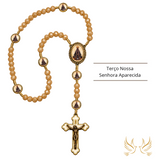 Terço de Nossa Senhora Aparecida - Bege Irisado
