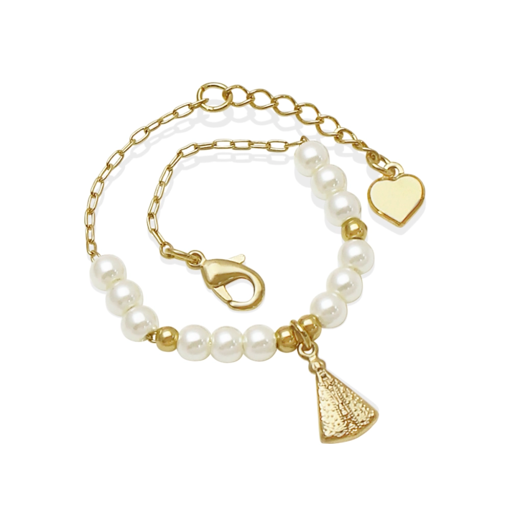Pulseira Infantil Pérola Nossa Senhora Aparecida - Semijoia
