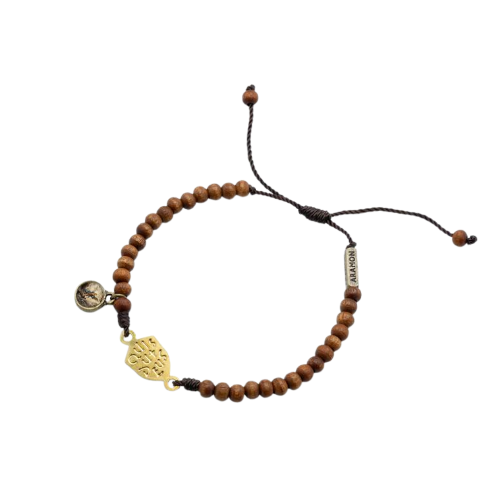 Pulseira São Miguel Arcanjo em Madeira com Escudo