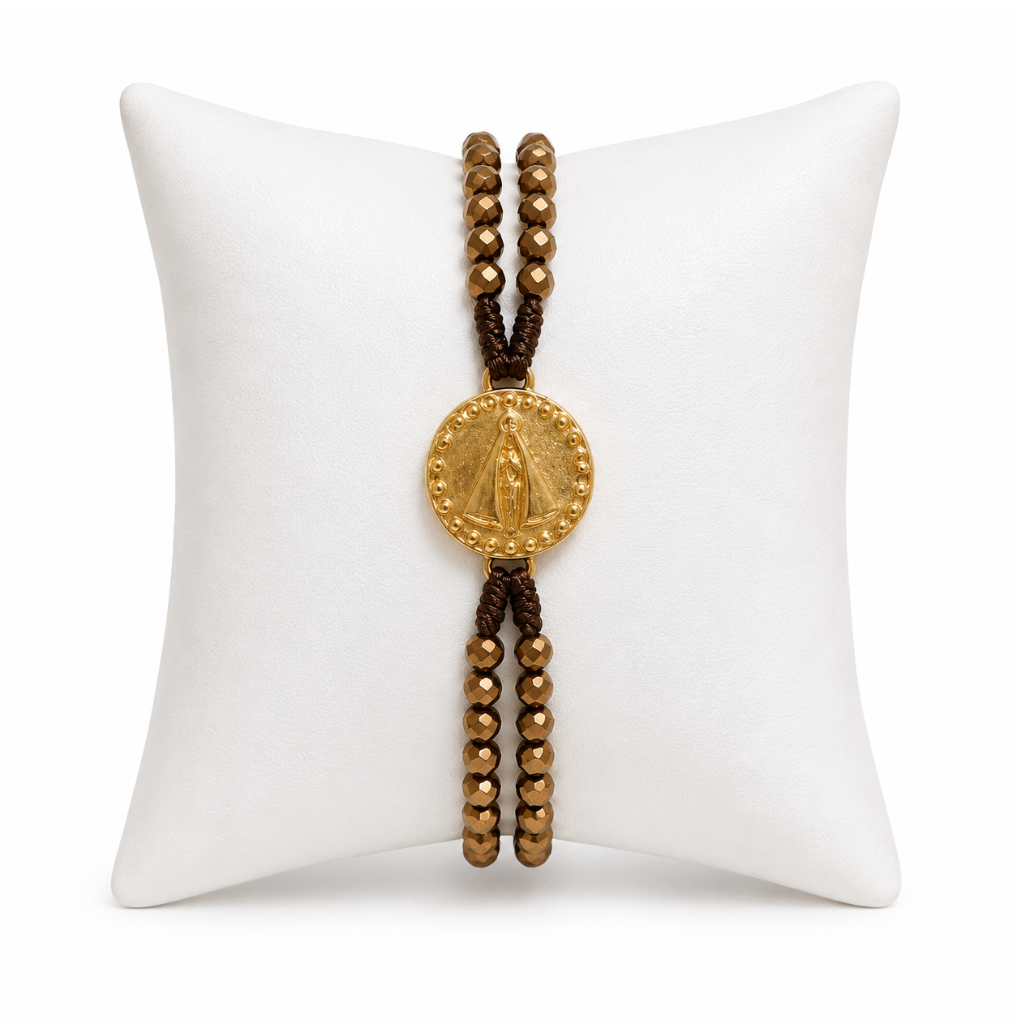 Terco de Pulso Nossa Senhora Aparecida - Cristal Bronze