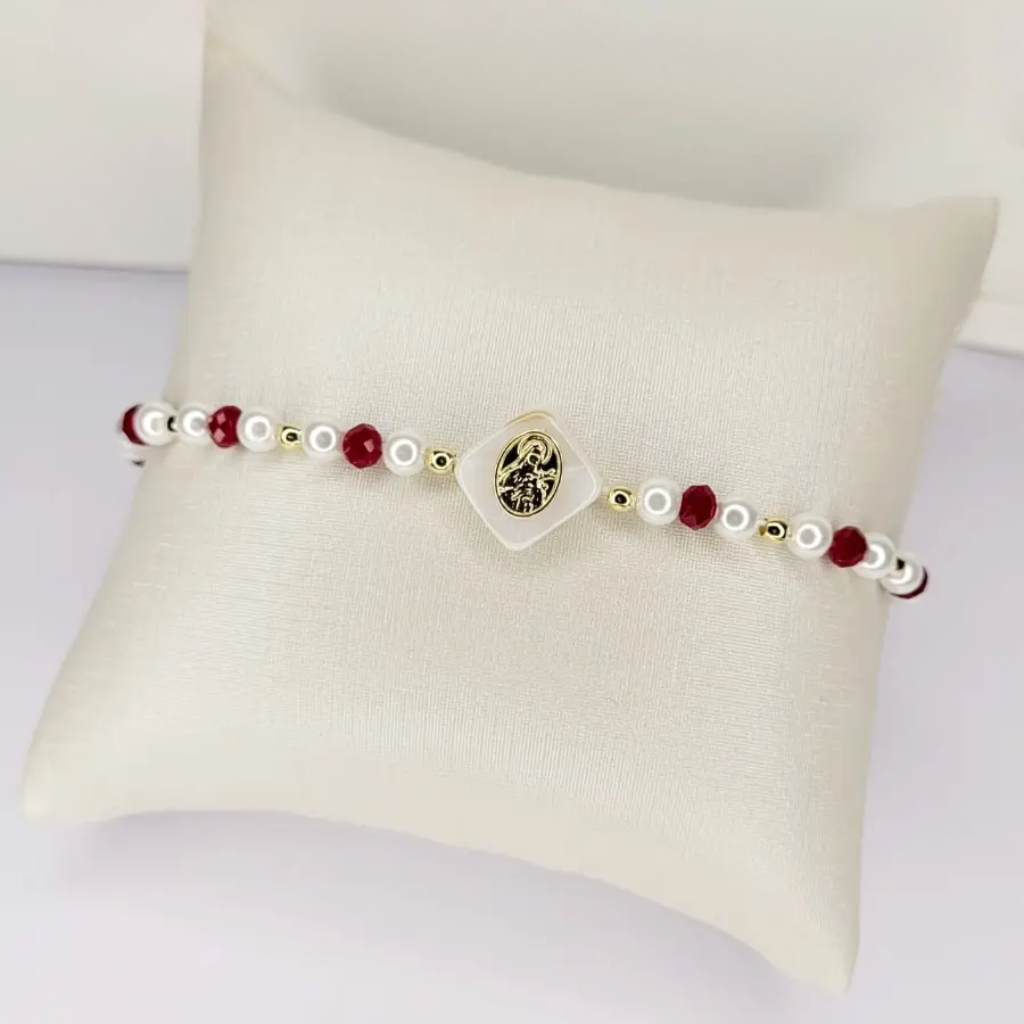 Saint Thérèse Bracelet with Crystals and Pearls
