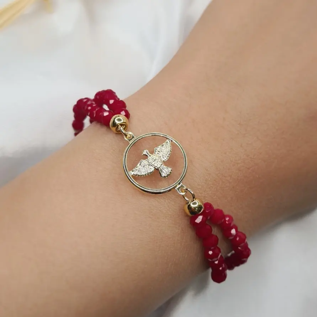 Pulseira Terço Espírito Santo com Cristais