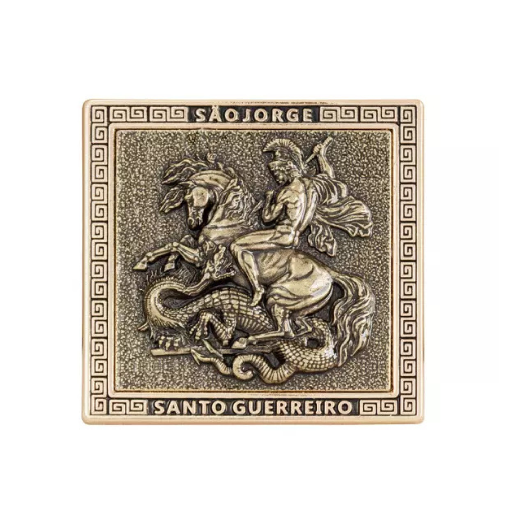 Adorno São Jorge Santo Guerreiro Dourado com Ouro Velho