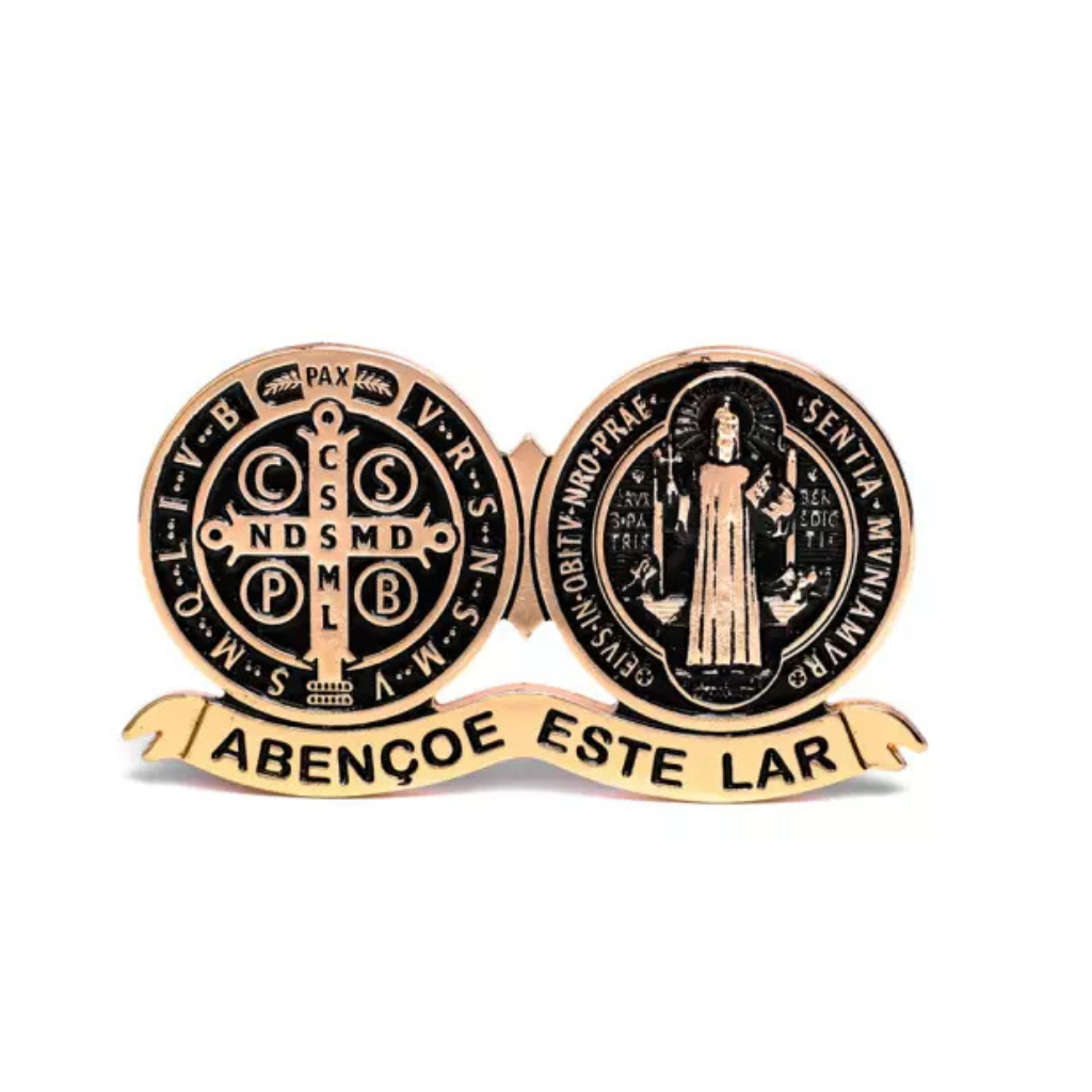 Adorno com Ímã Medalha de São Bento Dourado