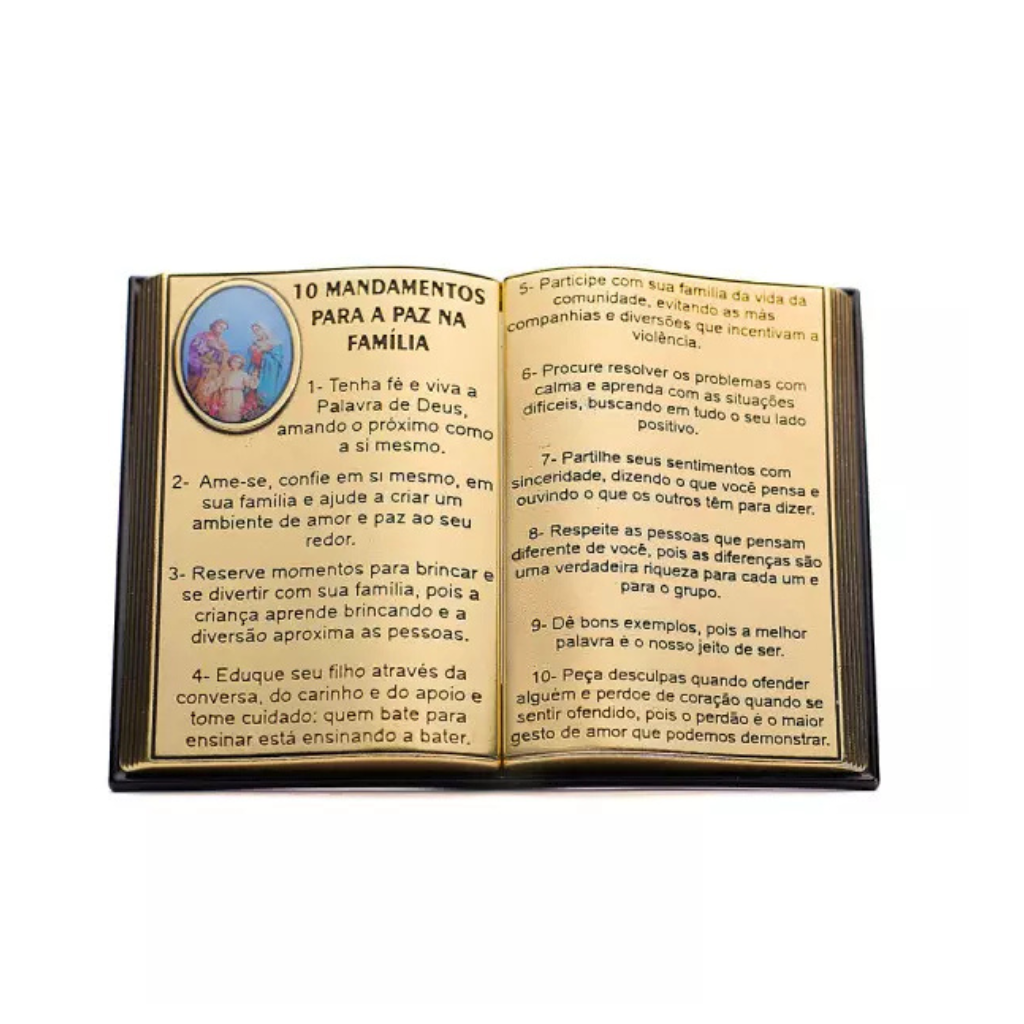 Bíblia com 10 Mandamentos para Paz na Família Ouro Velho