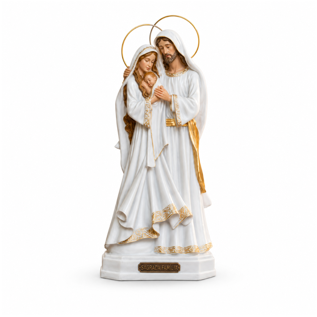 Sagrada Família Tradicional Branca com Auréola 40cm