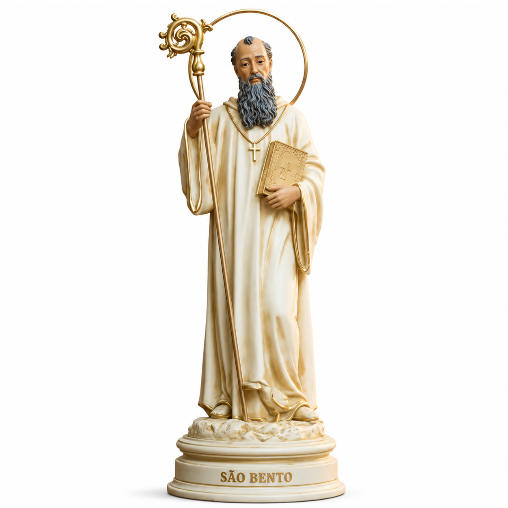 São Bento Marfim 25cm Resina (C/Auréola)