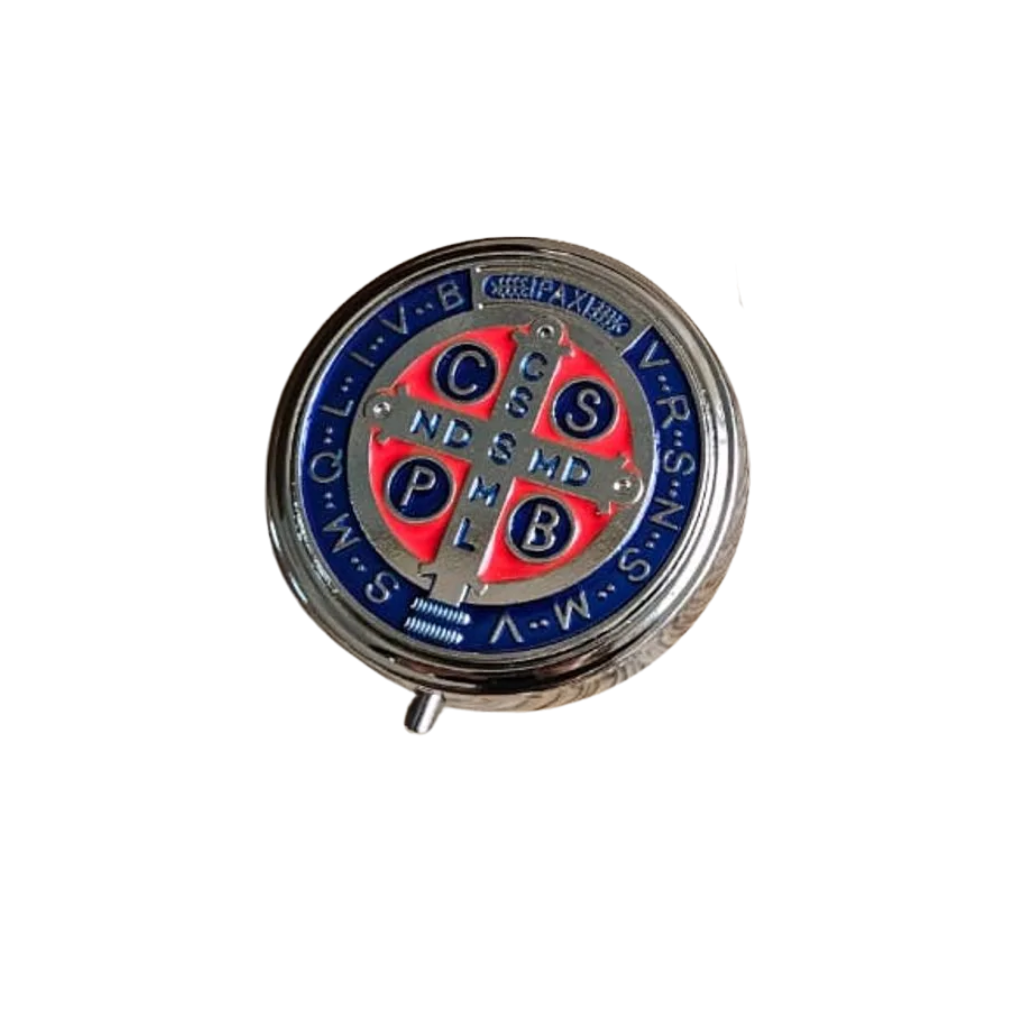 Rosary Holder / Pyx with Saint Benedict Medal - Silver