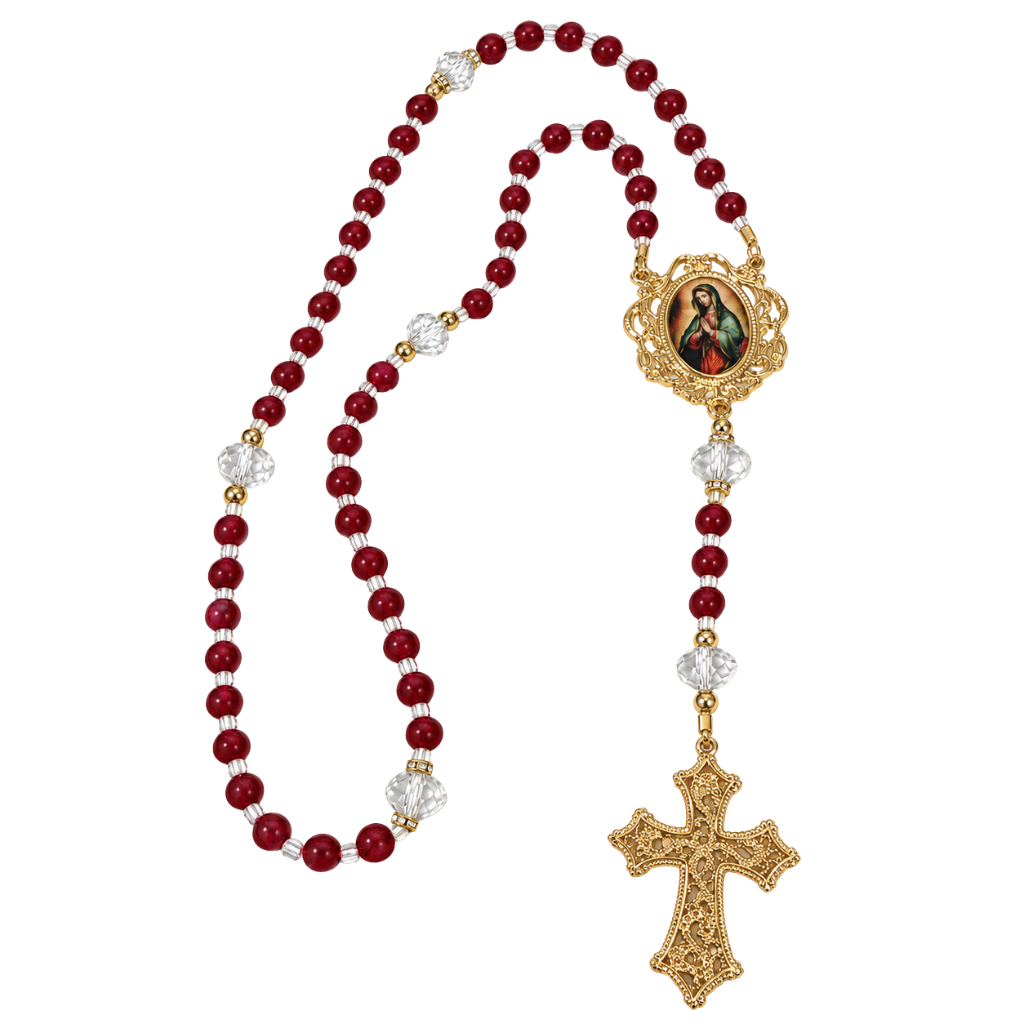 Terço Nossa Senhora de Guadalupe em Contas Vermelhas