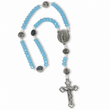 Terço de Nossa Senhora de Fátima em Cristal Azul Irisado