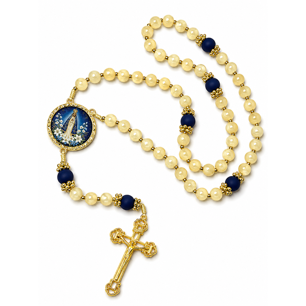 Terço de Nossa Senhora Aparecida Marfim e Azul