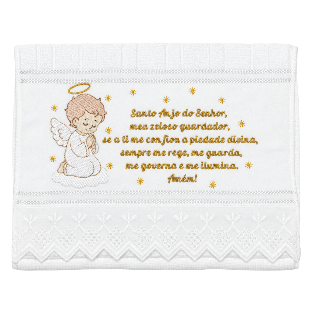 Toalha Infantil Santo Anjo Dourada com Oração