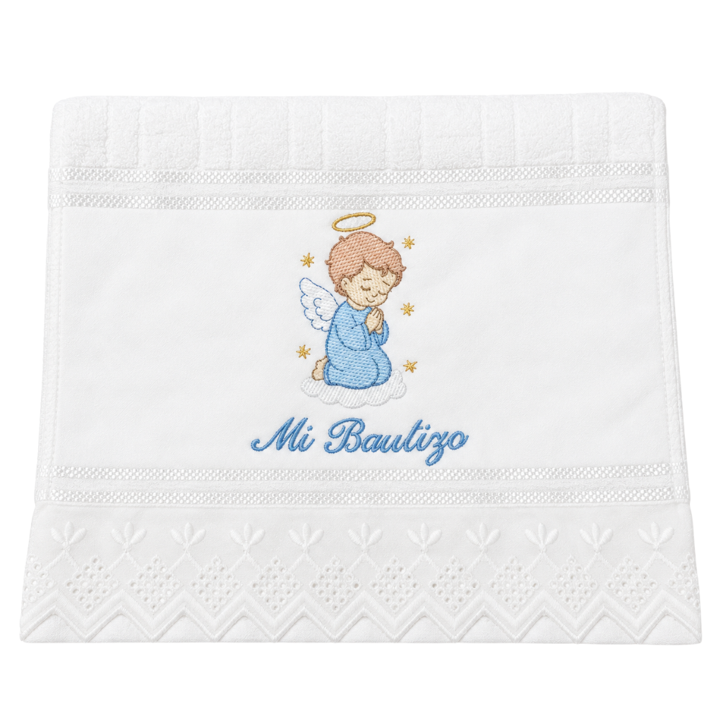 Toalha de Batismo Infantil Santo Anjo Azul