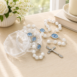 Terço Glacial Branco 8 mm Nossa Senhora das Graças