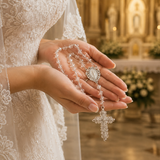 Terço de Noiva Cristal Prata com Strass