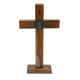 Crucifixo Madeira Frisada 26cm São Bento Espelhado