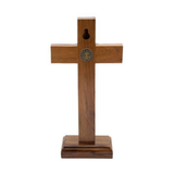 Crucifixo Madeira Mesa/Parede São Bento 17cm