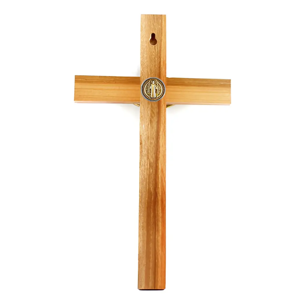 Crucifixo São Bento Madeira 35cm - Parede