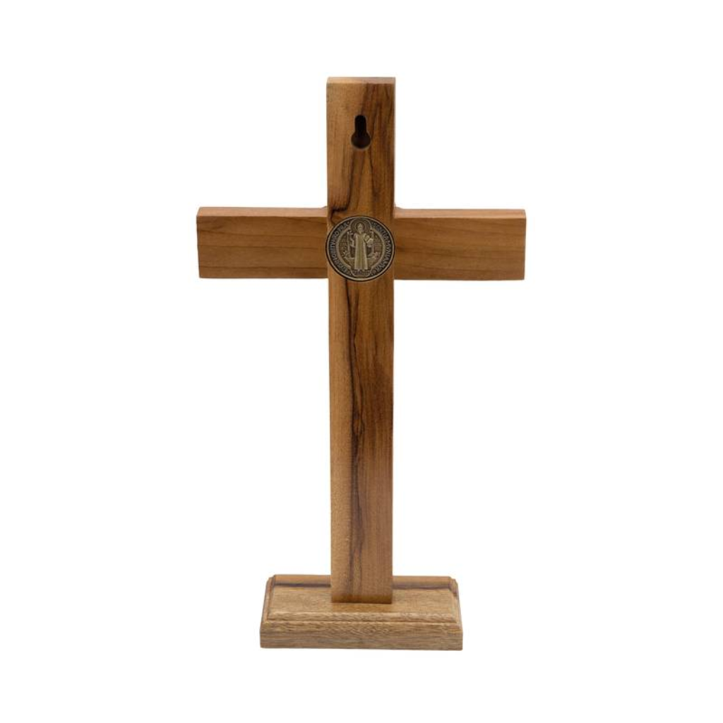 Crucifixo Madeira Mesa/Parede São Bento 28cm