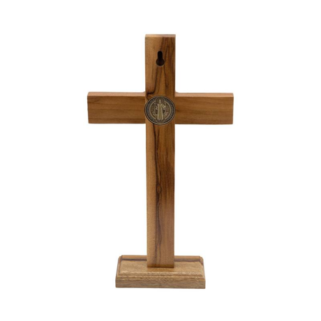 Crucifixo Madeira Mesa/Parede São Bento 28cm