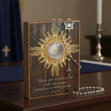 Eucharistic Souvenir Monstrance in Imbuia Wood with Rosary