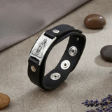 Pulsera ajustable de cuero negro con diseño de Nuestra Señora de Aparecida - Negro
